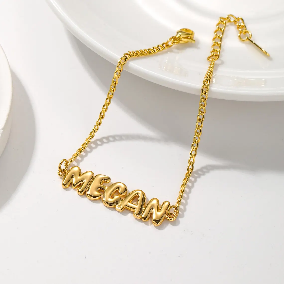 Personalized Cute Bubble Letter Name Bracelet