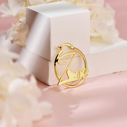 30mm Heart Earring Personalized Mini Name Earrings For Baby Kids Gift