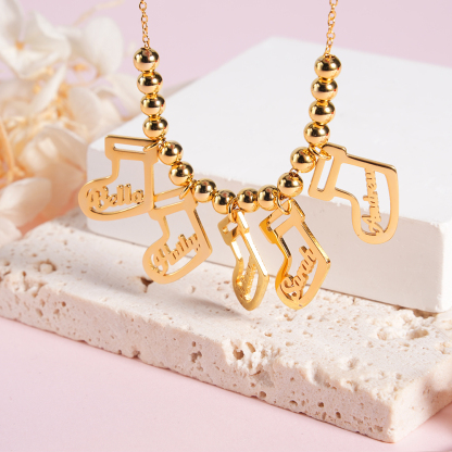 Rope Chain Personalized 1-5 Christmas Socks Nameplate Pendant Name Necklace