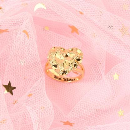 Gold Plated Heart Love Ring Custom Engraved Ring