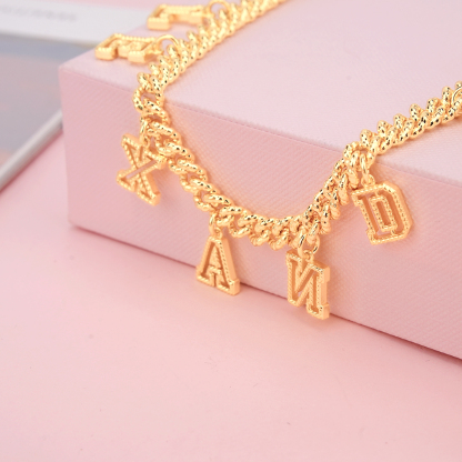 Cuban Chain Hollow Letter Personalized Name Bracelet