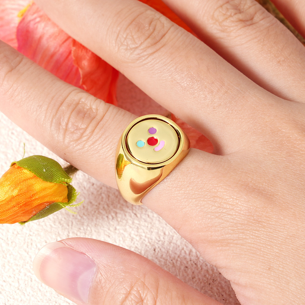 Happy Sad Spinner Ring Gold Plated Personalized Engraved Ring