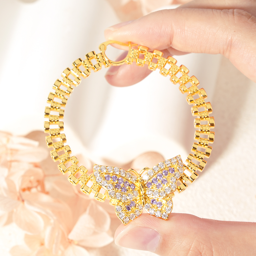 RX Watch Band Chain Butterfly Earrings Gold Plated Hoops RX Earrings