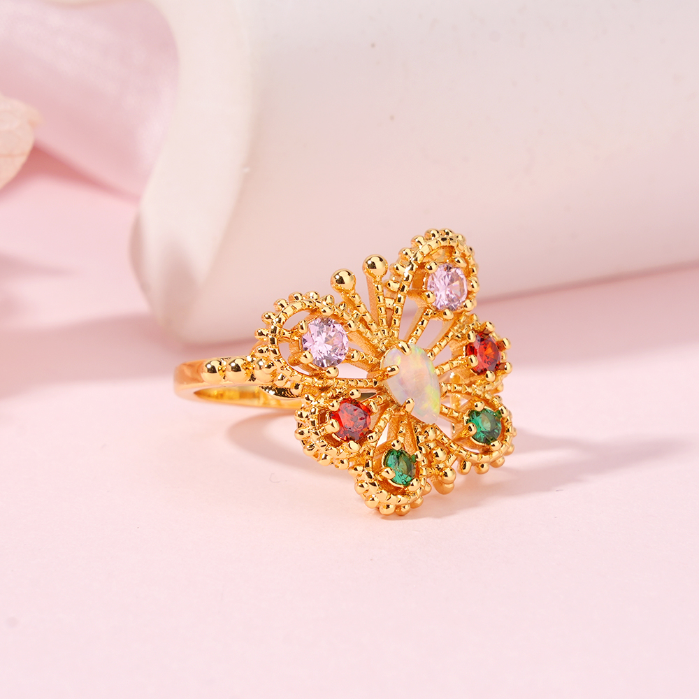 Gold Multi Stone Butterfly Ring Custom Birthstone Ring
