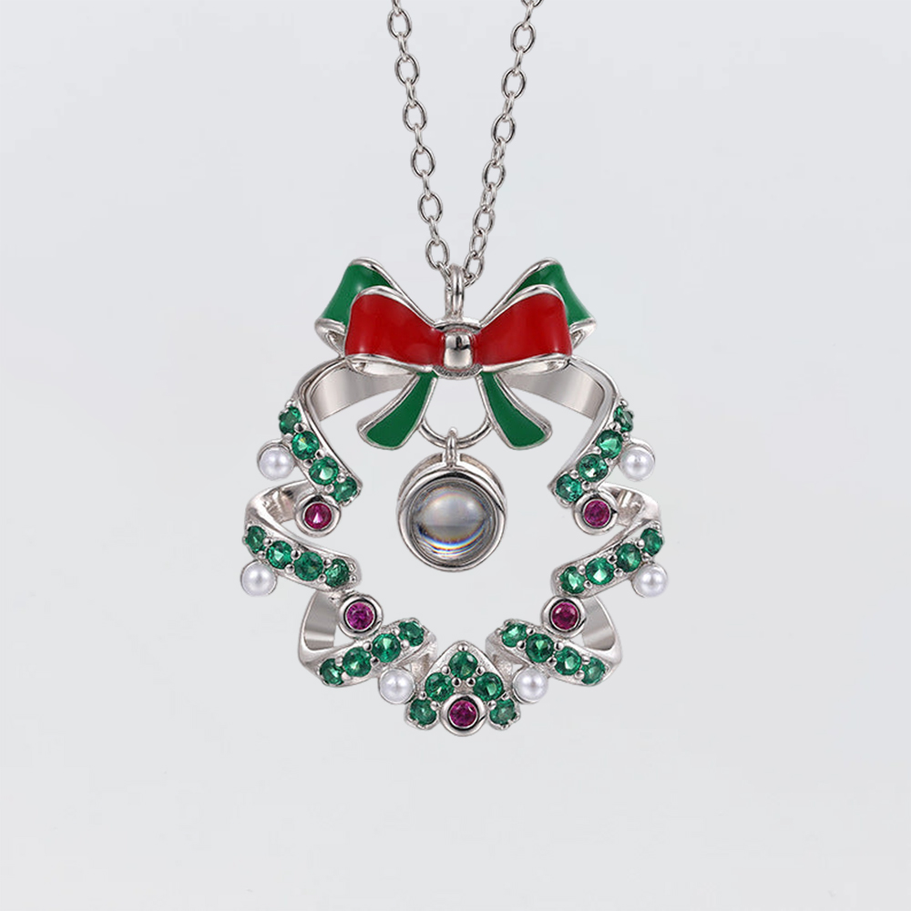 Personalized Christmas Bell Pendant Photo Projection Necklace