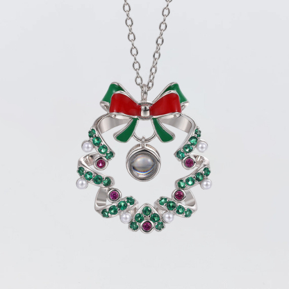 Personalized Christmas Bell Pendant Photo Projection Necklace