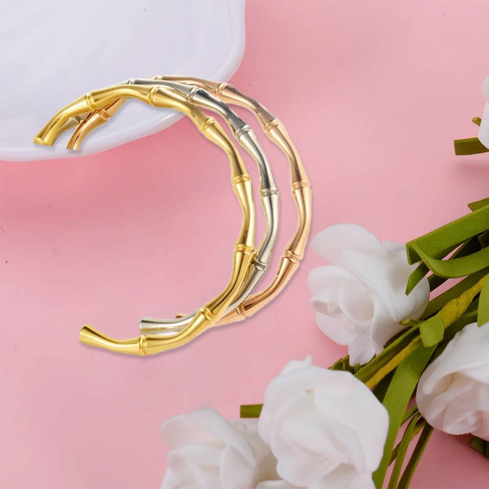 Bamboo Open Thin Bangle Gold Plated Bracelet
