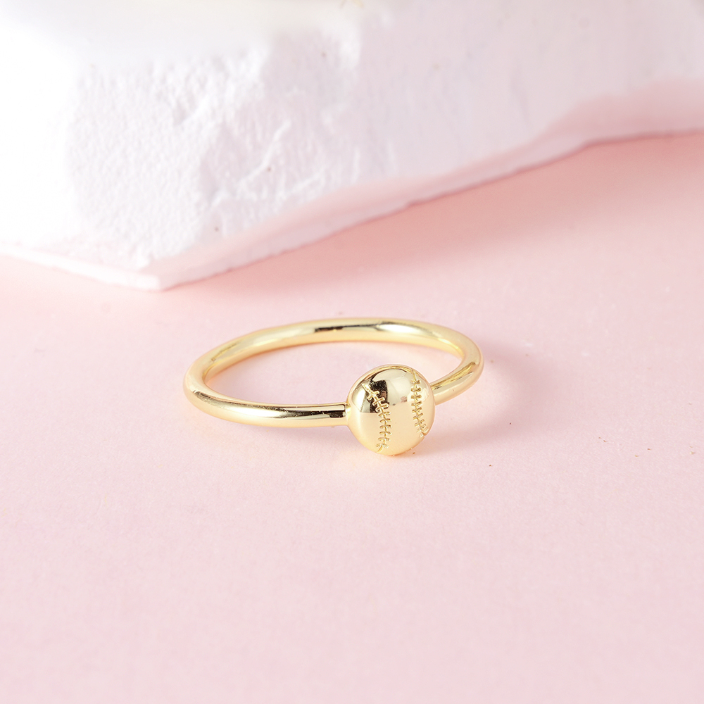 Custom Dainty Baseball Initial Ring