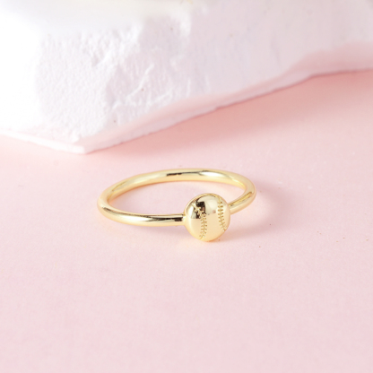 Custom Dainty Baseball Initial Ring