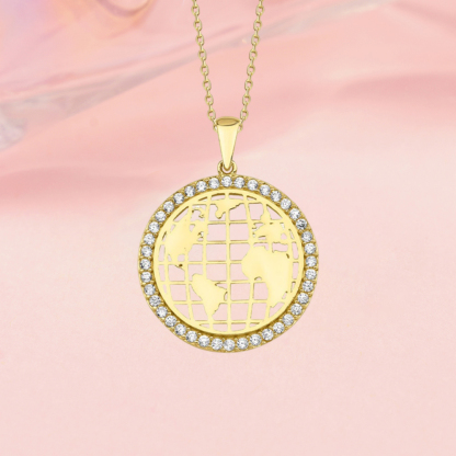 World Map Pendant Necklace