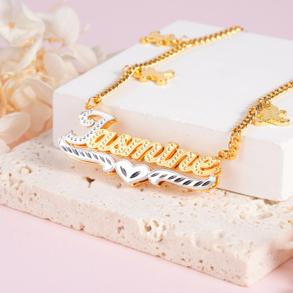 Double Plate Personalized Cuban Chain with Gingerbread Man Name Necklace