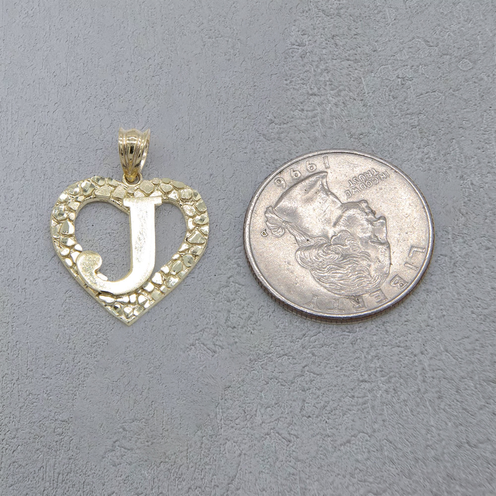 Nugget Heart Initial Letter Pendant Necklace