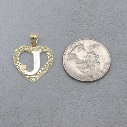 Nugget Heart Initial Letter Pendant Necklace