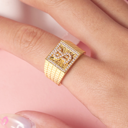 Dollar Sign Money Ring Rx Watch Band Style Zirconia Ring