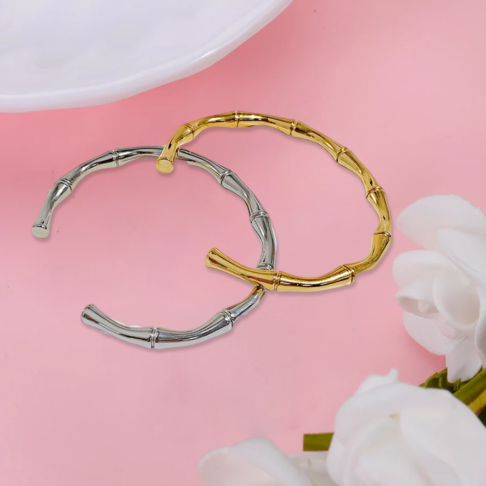 Bamboo Open Thin Bangle Gold Plated Bracelet