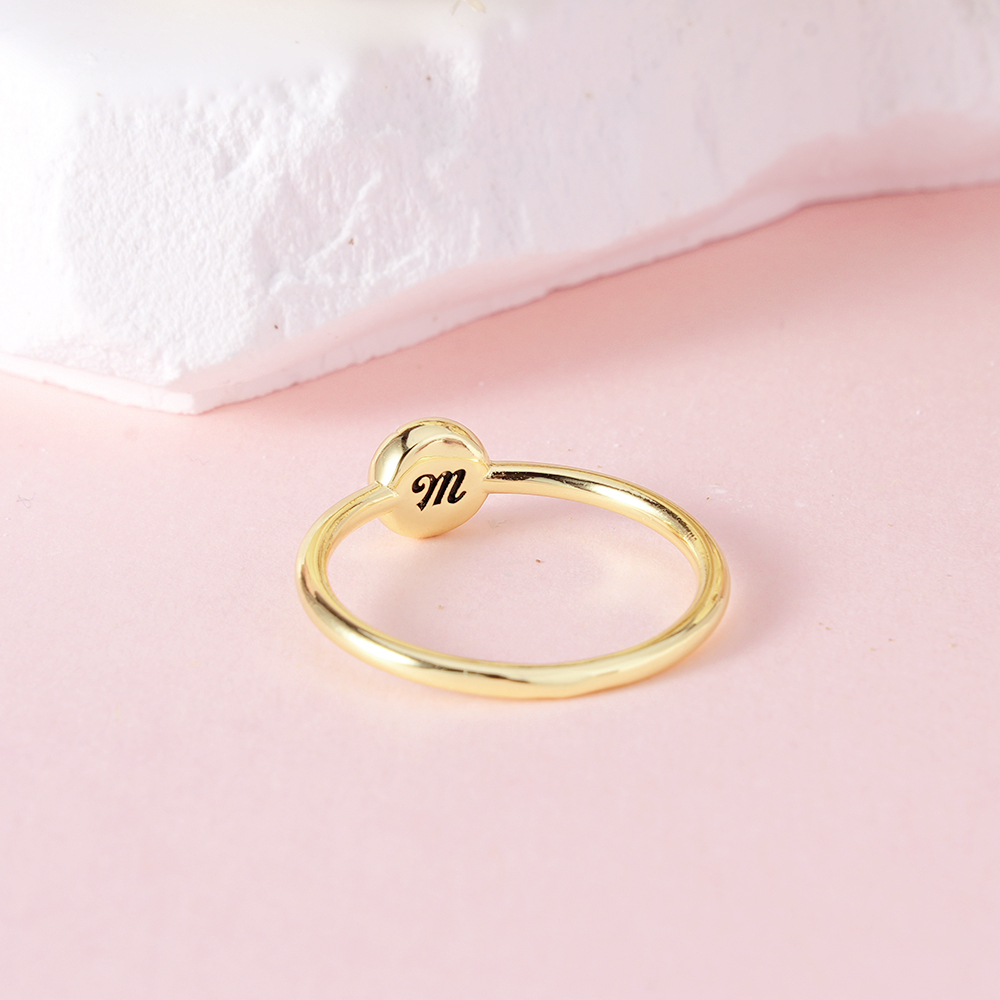 Custom Dainty Baseball Initial Ring