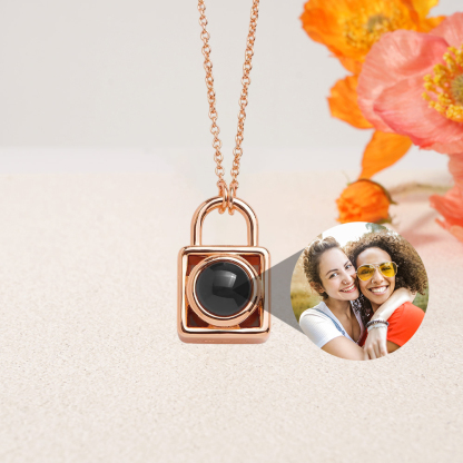 Personalized Lock Photo Projection Necklace