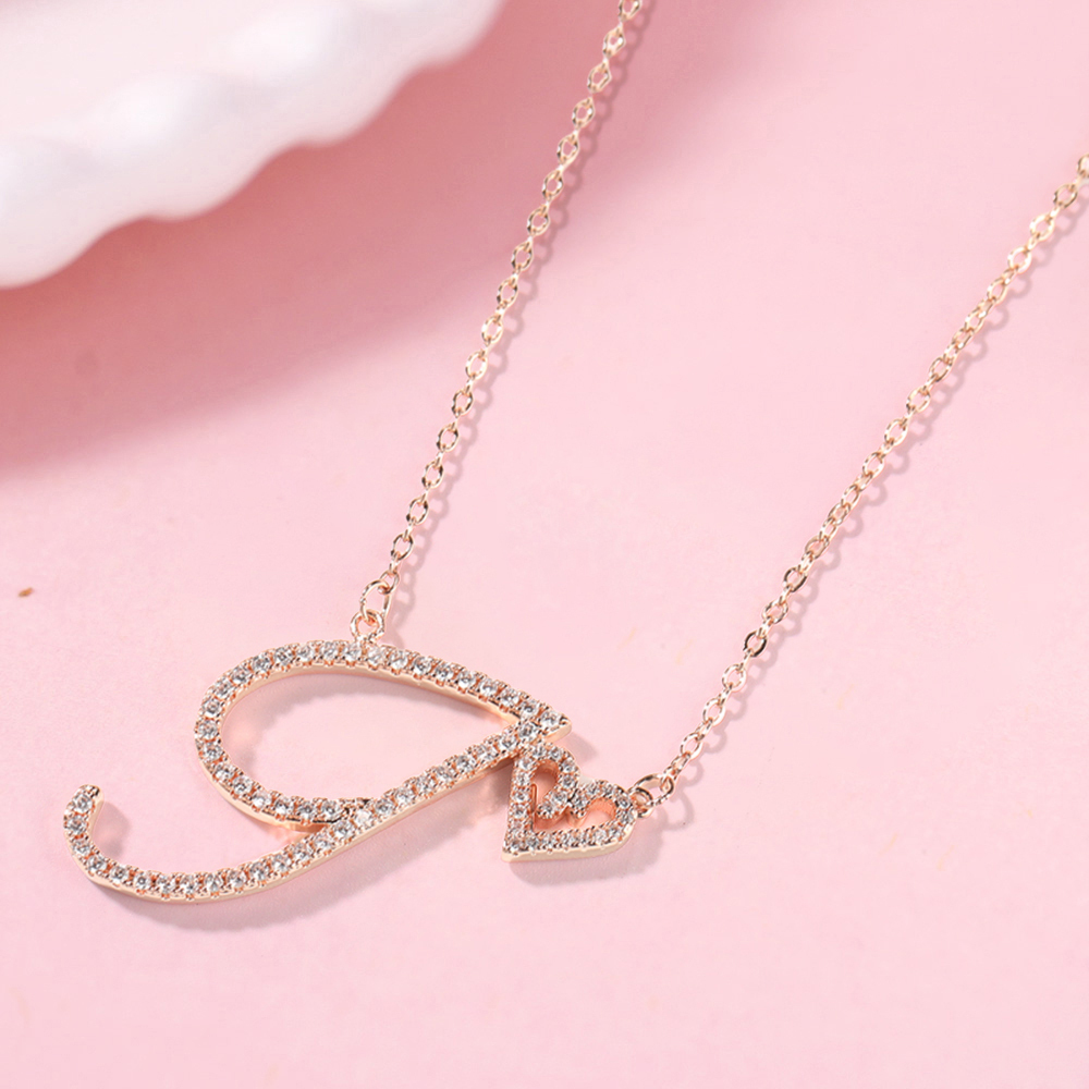 Custom Sparkling Initial Heart Necklace