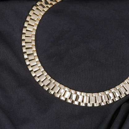 Rolex Style Link Chain Gold Plated Necklace