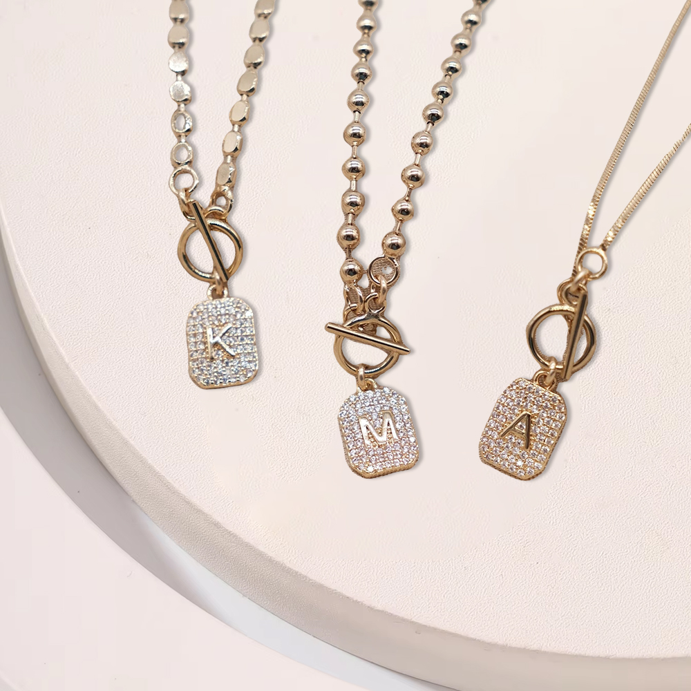 Personalized Zircon Letter Necklace Custom Layered Necklace