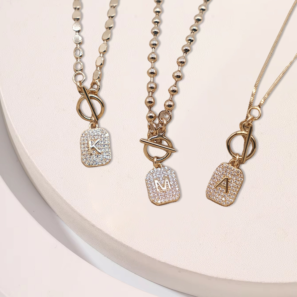 Personalized Zircon Letter Necklace Custom Layered Necklace