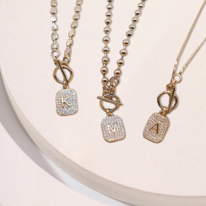 Personalized Zircon Letter Necklace Custom Layered Necklace