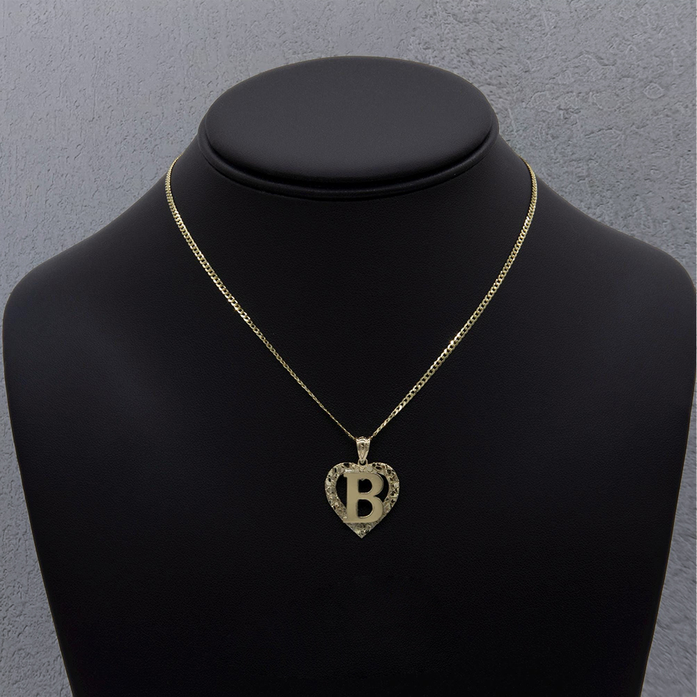 Nugget Heart Initial Letter Pendant Necklace