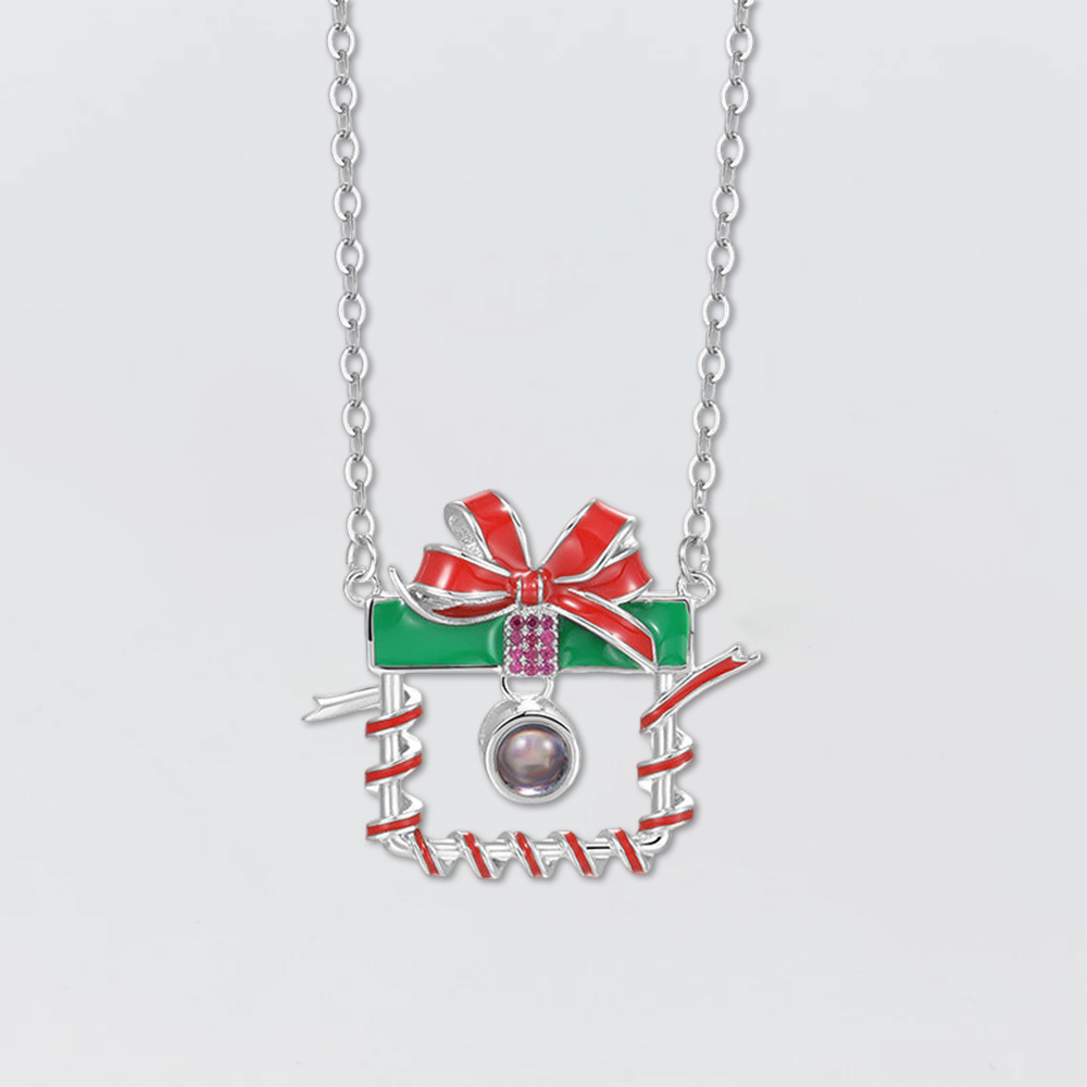 Personalized Christmas Photo Projection Gift Box Necklace