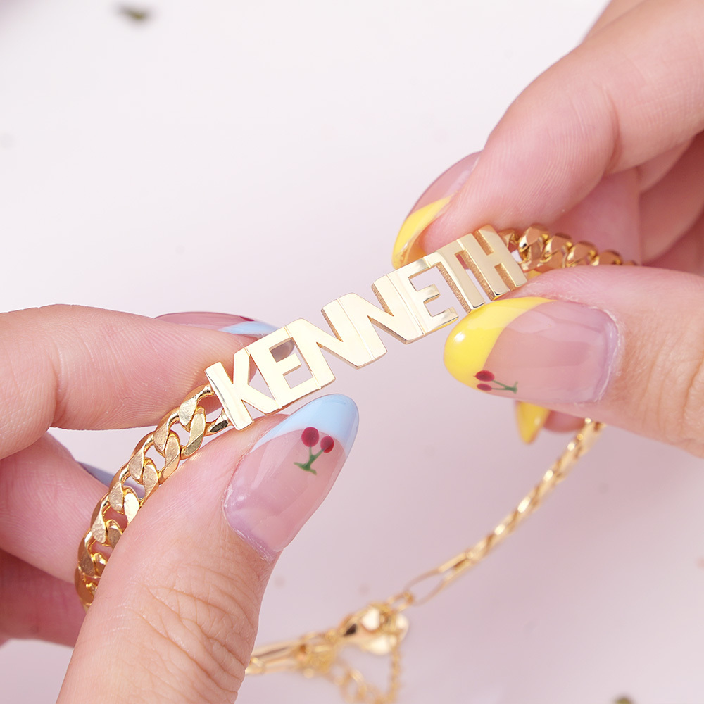 Gold Plated Personalized Capital Letter Name Bracelet