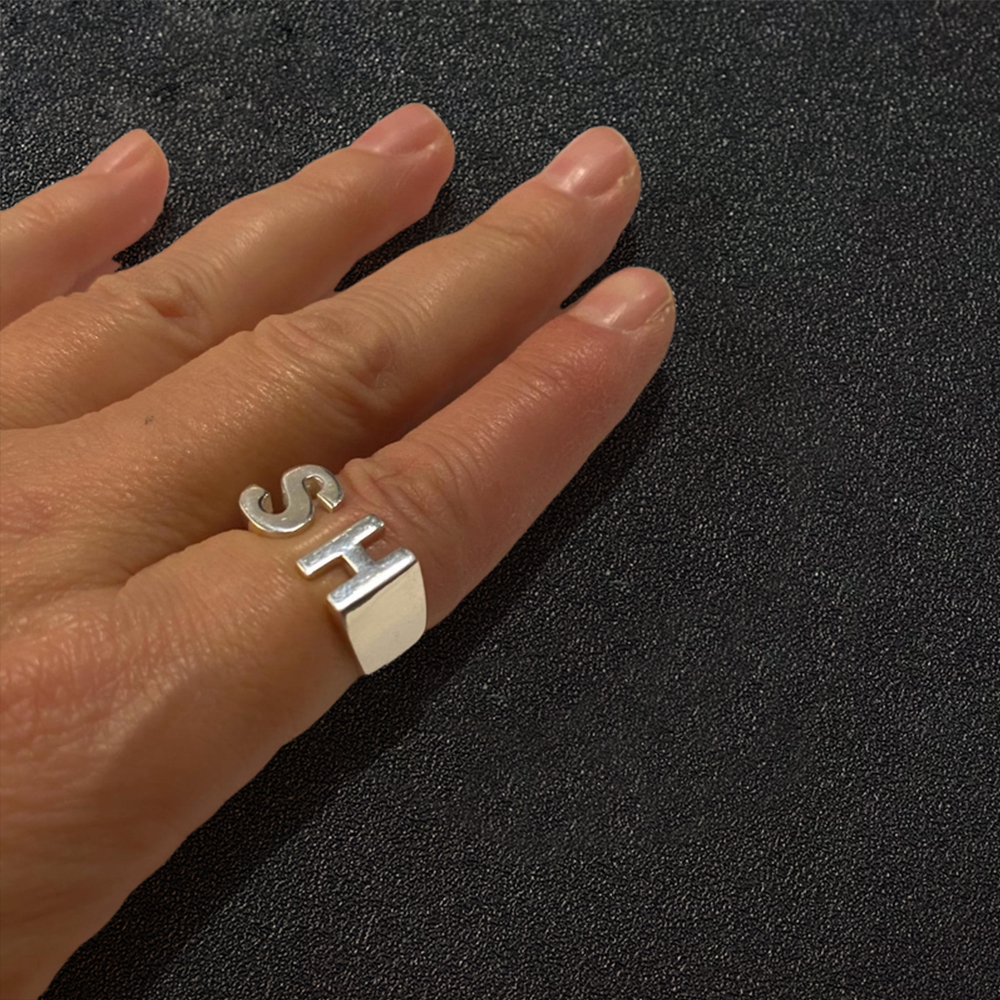 Personalized Custom Gold Plated 2 Letters Ring