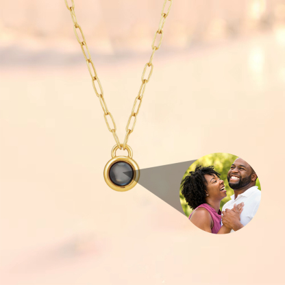 Custom Paper Clip Chain Photo Pendant Necklace