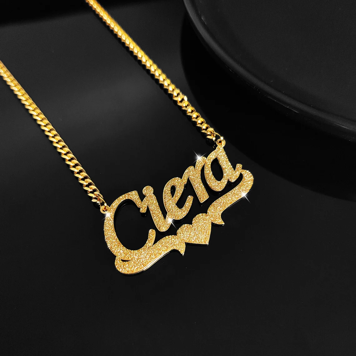 Shiny Heart Name Necklace Stainless Steel