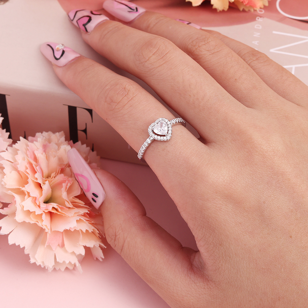 Sparkling Elevated Heart Ring Personalized Engraved Ring