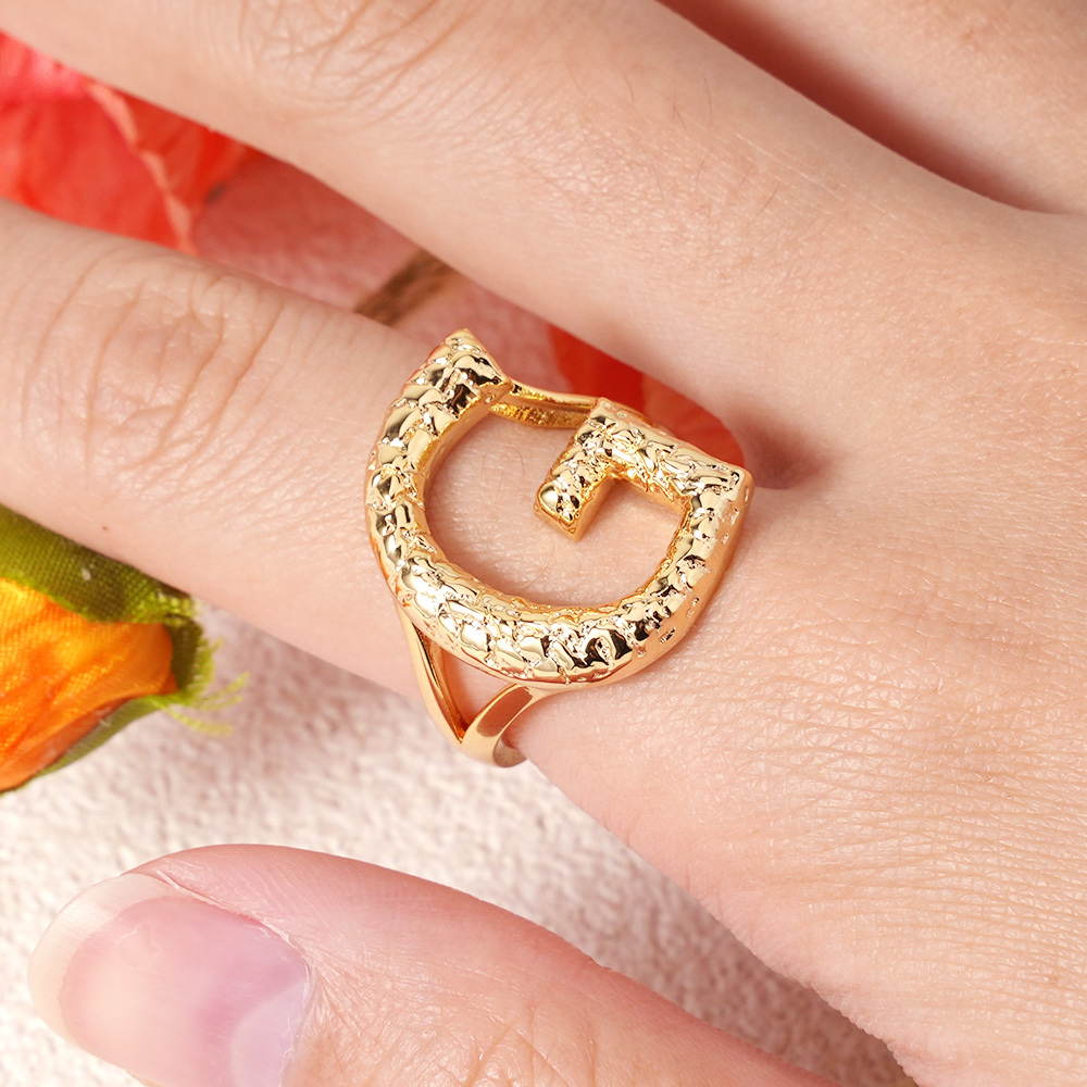Nugget Ring Gold Plated Personalized Custom Initial Ring