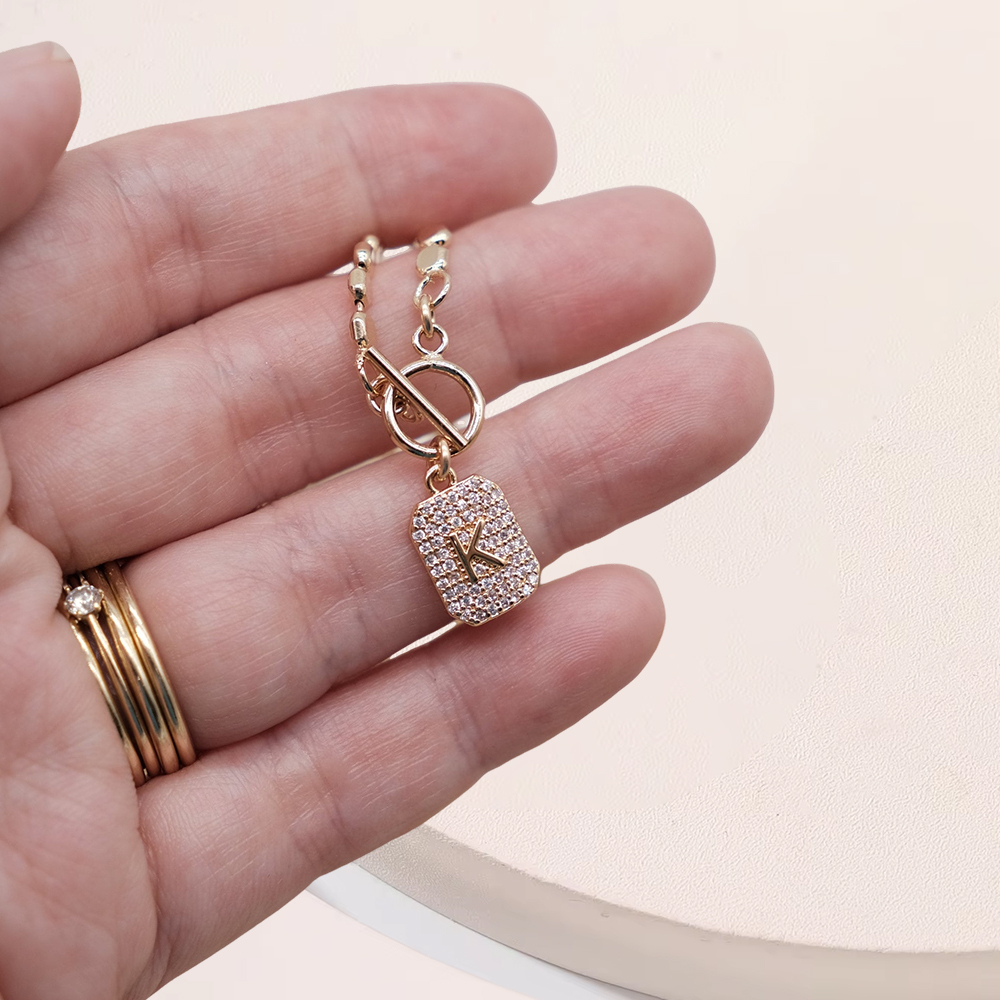 Personalized Zircon Letter Necklace Custom Layered Necklace