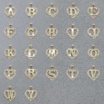 Nugget Heart Initial Letter Pendant Necklace