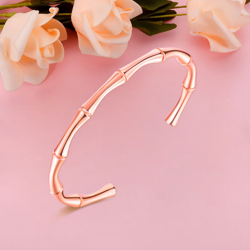 Bamboo Open Thin Bangle Gold Plated Bracelet