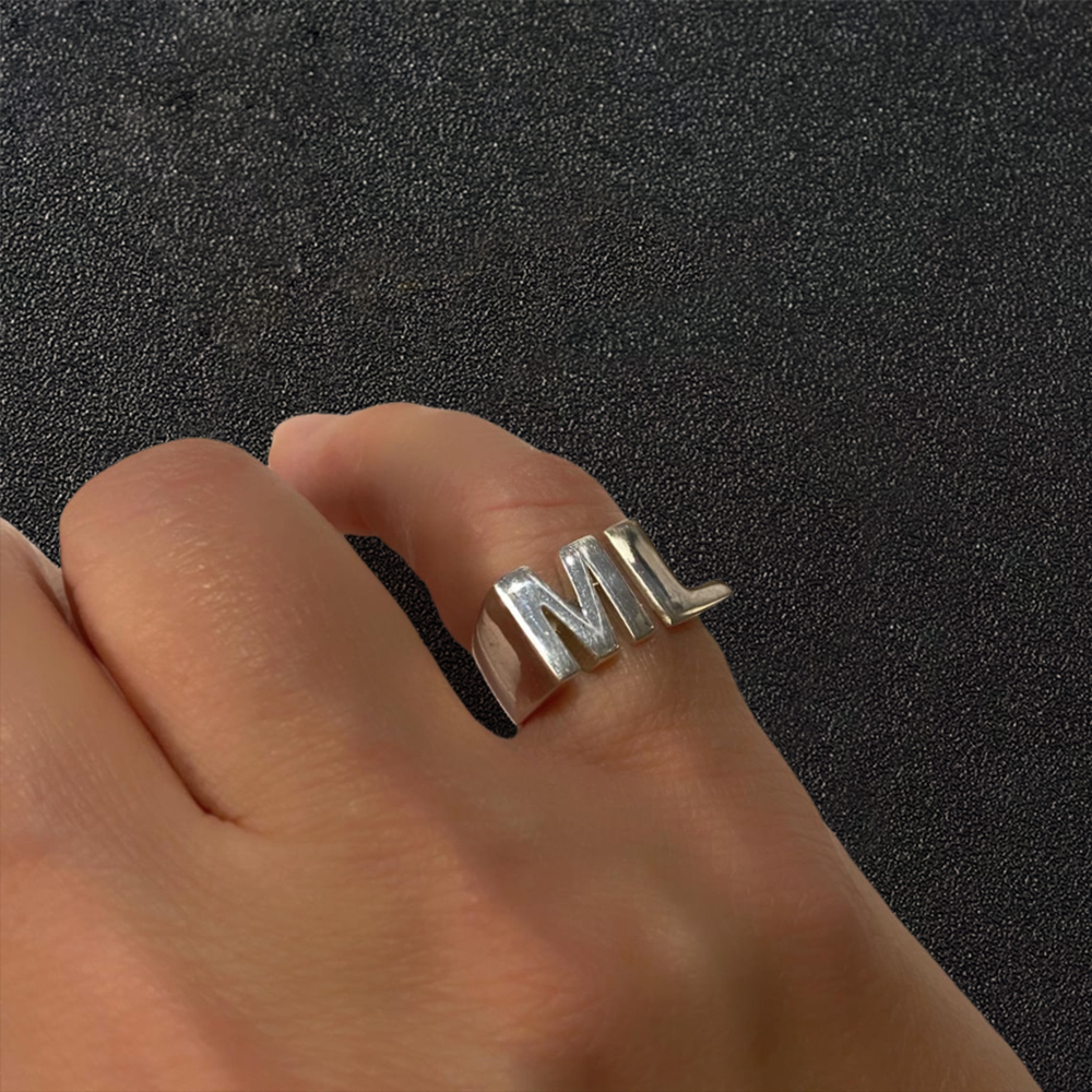 Personalized Custom Gold Plated 2 Letters Ring