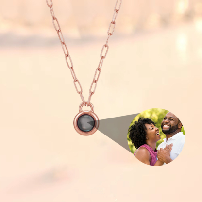 Custom Paper Clip Chain Photo Pendant Necklace