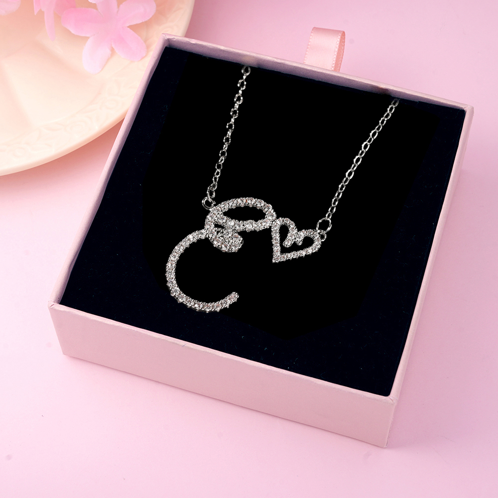 Custom Sparkling Initial Heart Necklace