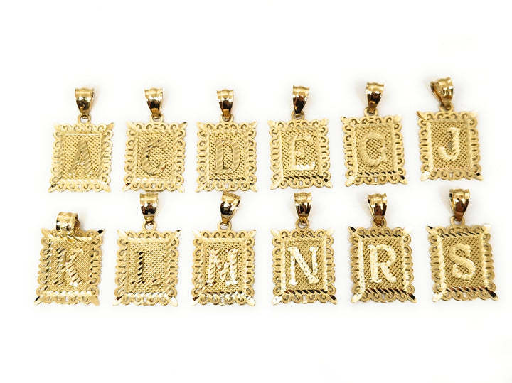Nugget Style Square Custom Initial Pendant Necklace