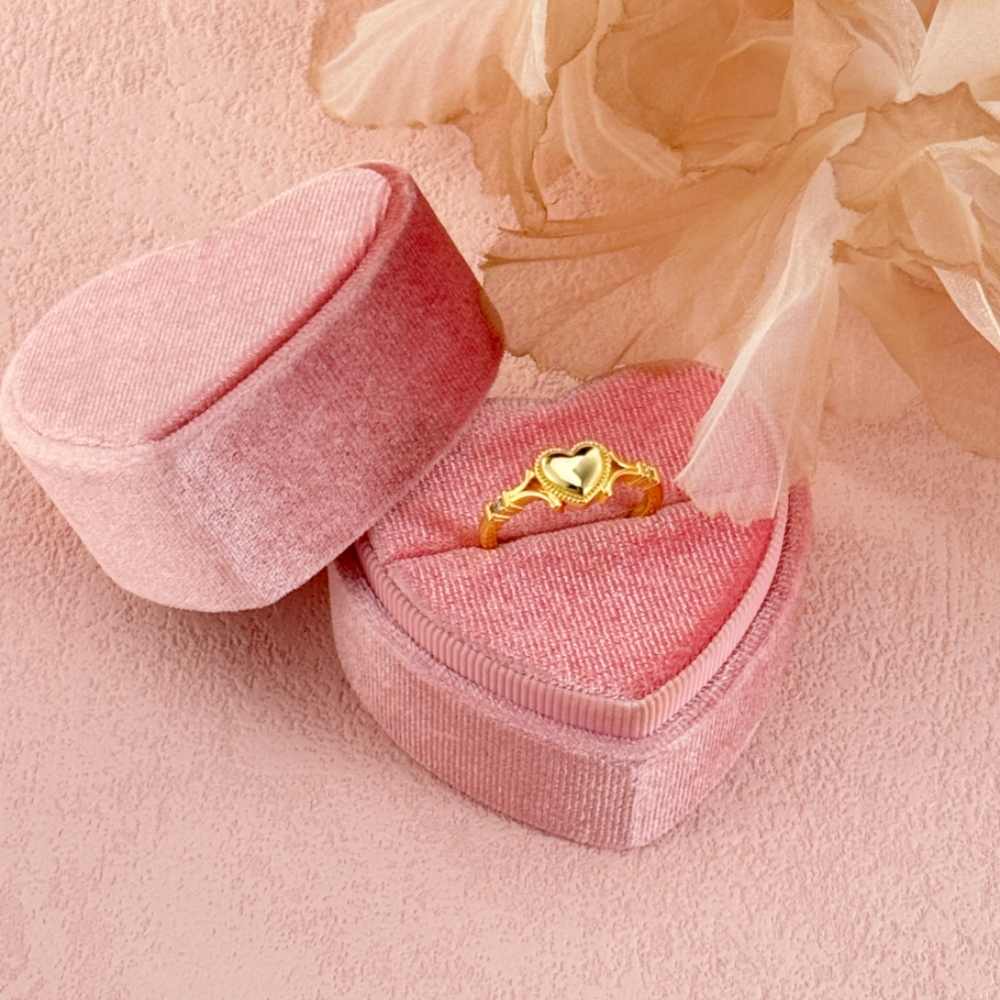 Gold Plated Zirconia Heart Ring Promise Ring