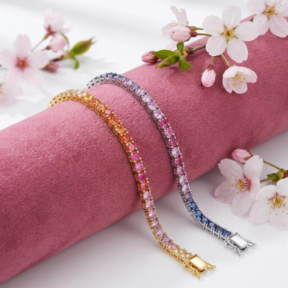 Rabow CZ Tennis Chain Colorful Bracelet