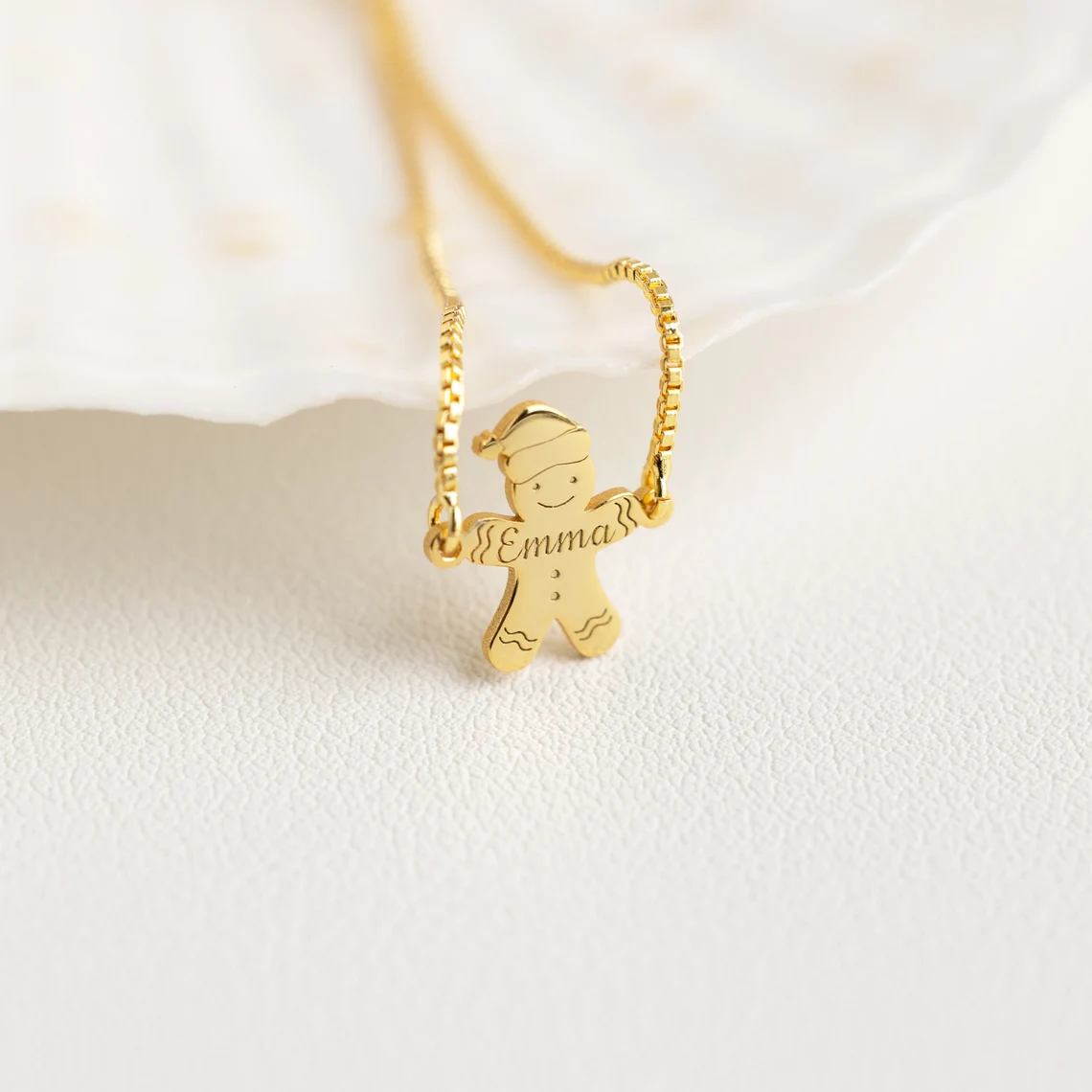 Gingerbread Man Engraved 1 to 3 Names Bracelet Christmas Gift