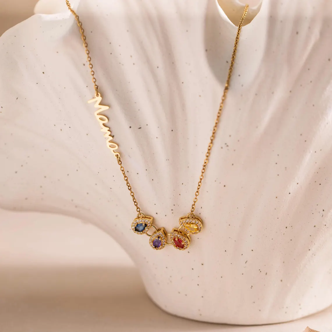 Personalized Name Birthstones Necklace Gifts For Mom
