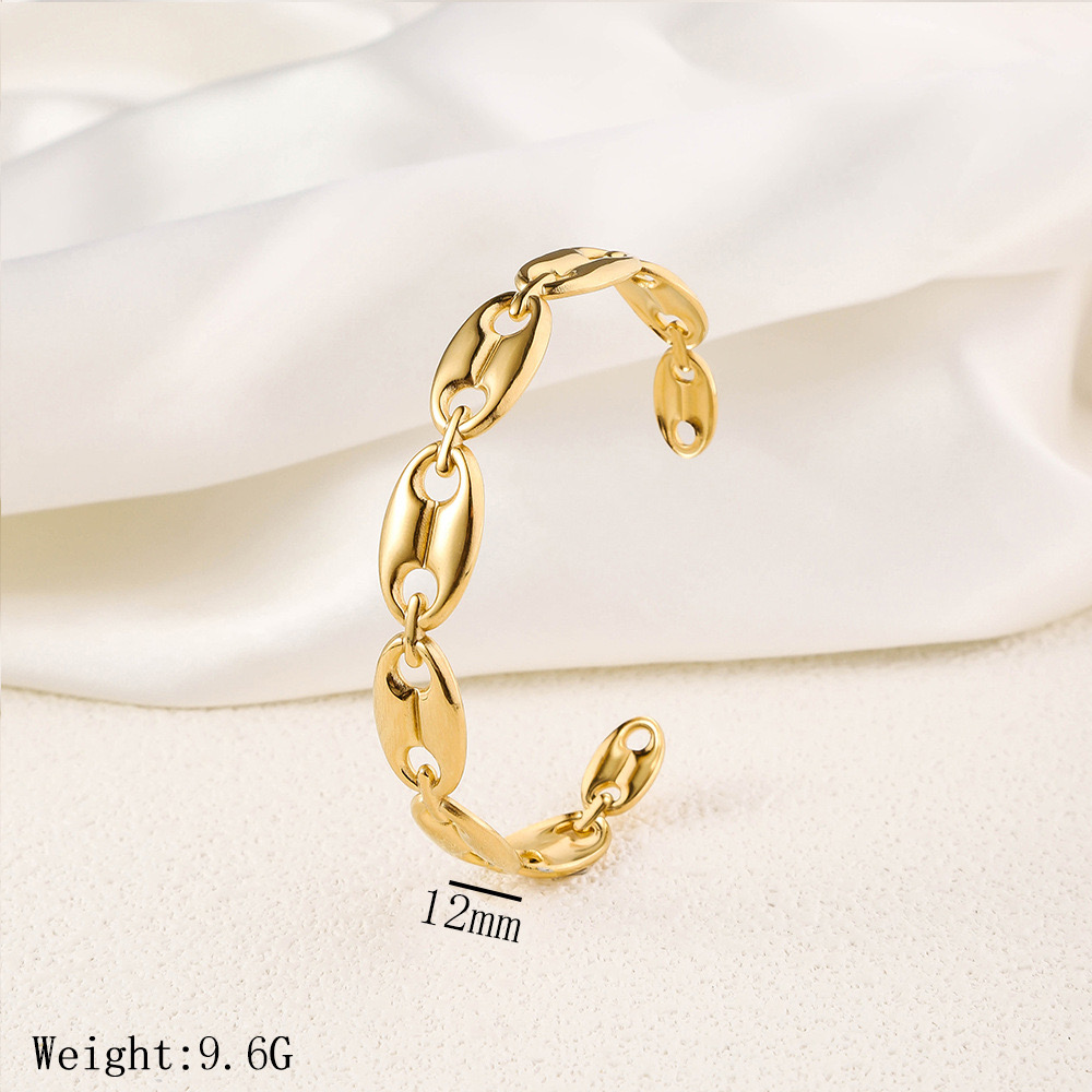 Puffed Mariner Anchor Chain Stainless Steel Bangle Bracelet