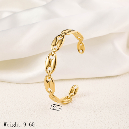 Puffed Mariner Anchor Chain Stainless Steel Bangle Bracelet