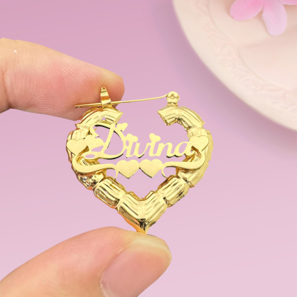 Personalized Hoop Earrings With Heart