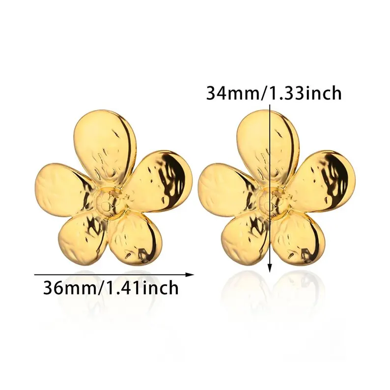 Gold Plated Chunky Maximalist Flower Earrings