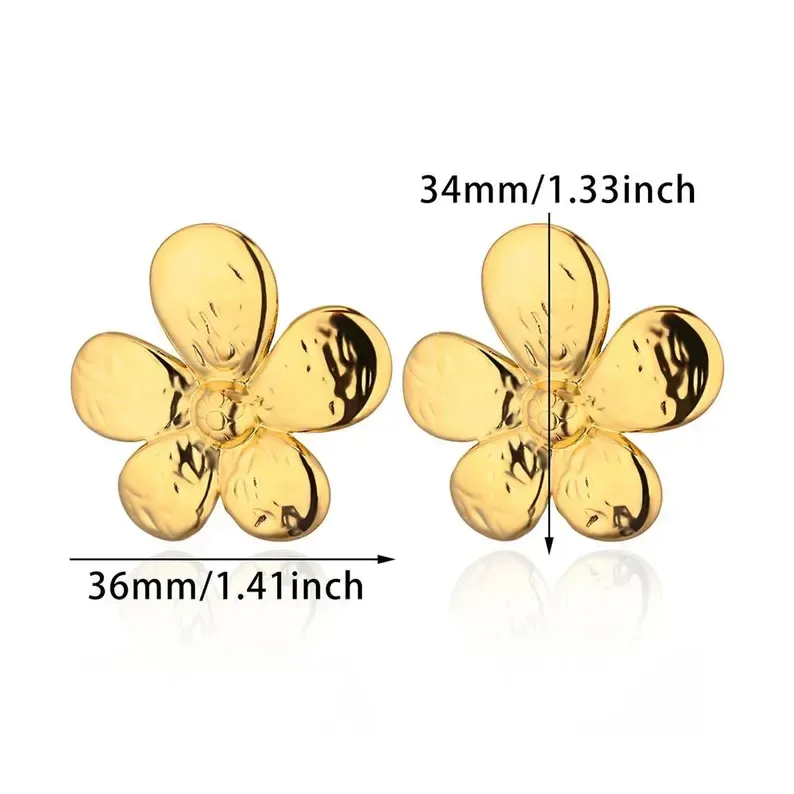 Gold Plated Chunky Maximalist Flower Earrings